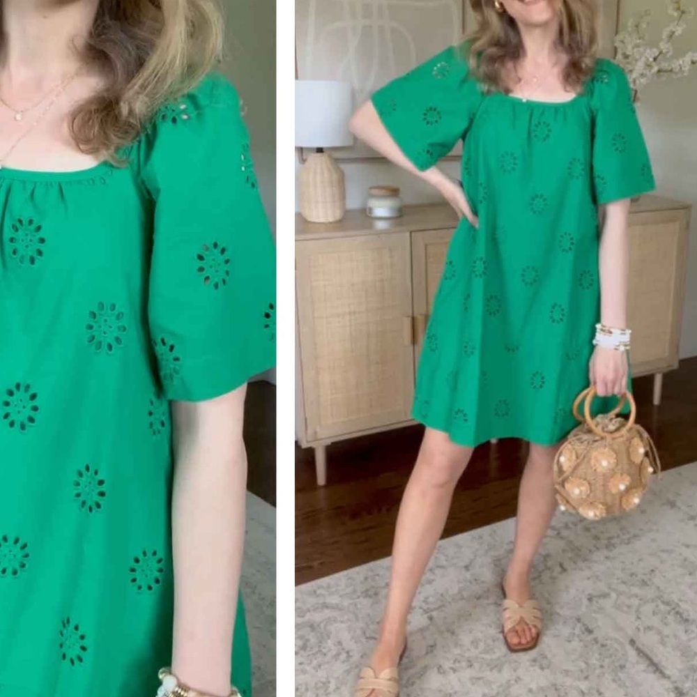 FREE ASSEMBLY Green Eyelet Dress SIZE L